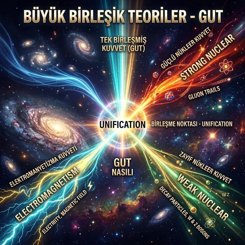 BÜYÜK BİRLEŞİK TEORİLER (GUT): EVRENİN PARÇALANAN SÜPER KUVVETİ